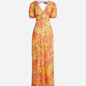 Jcrew Collection puff-sleeve cupro-blend maxi dress in sunset floral NEW WITH T
